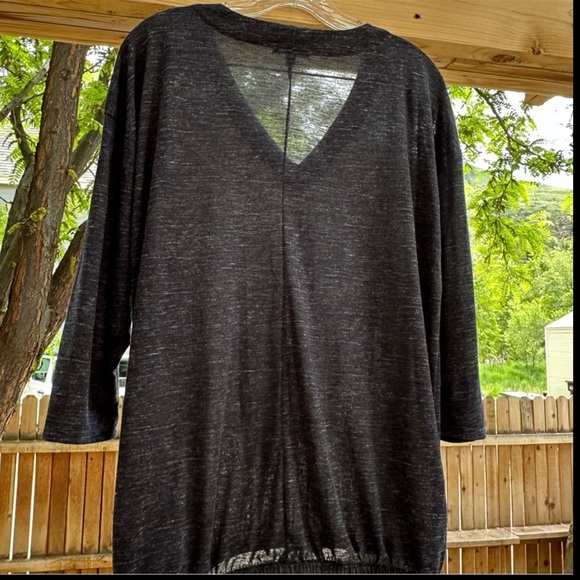 GAP Charcoal Gray 3/4 Sleeve V Neck Slouchy tie waist Top Shirt Medium - Picture 7 of 16